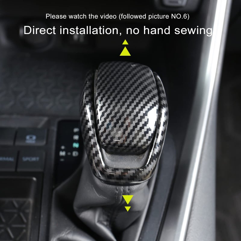 YAKANEY for Totoya RAV4 2019-2025 Gear Shift Knob Cover, Carbon Fiber Grain Interior Protective Gear Shift Trim for Toyota Highlander 2020-2025- Carbon Fiber - Image 2